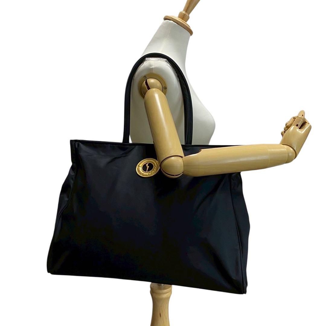 B3240】 【訳あり】 Diana ダイアナ トートバッグ 黒 ナイロン 金ロゴ