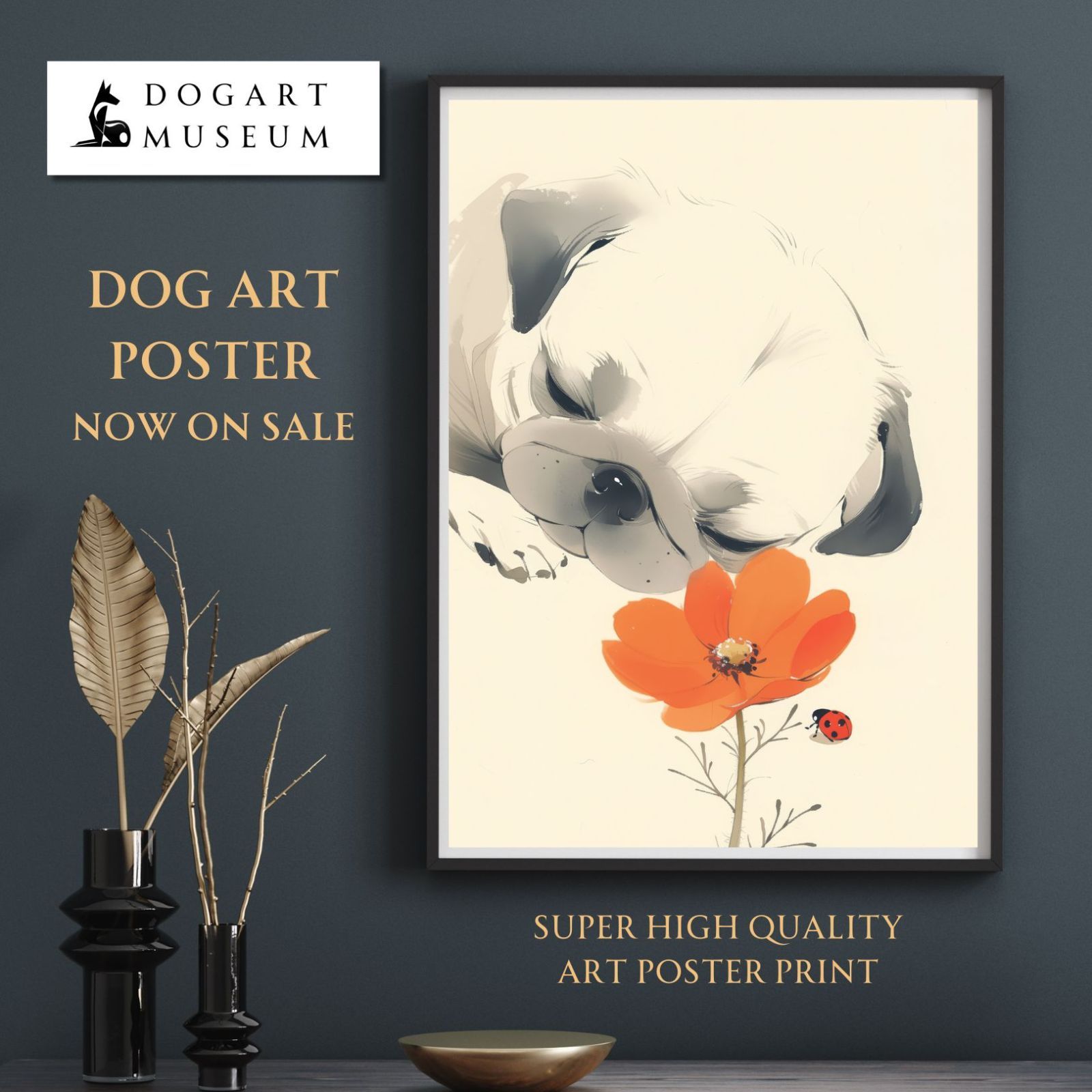 天犬戯舞 - パグ犬の子犬 No.4】夏・テントウムシ・子犬・うちの子