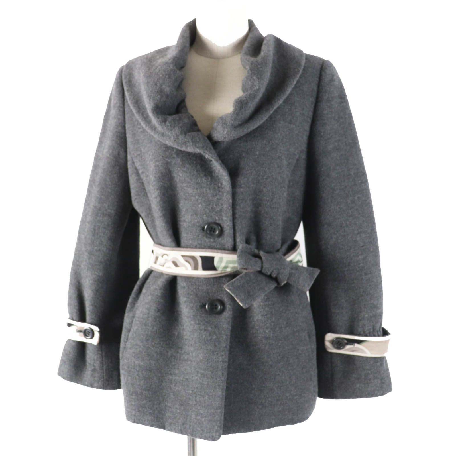 LEONARD レオナール☆シルクトレンチコート 11AR 総柄 ベルト付き