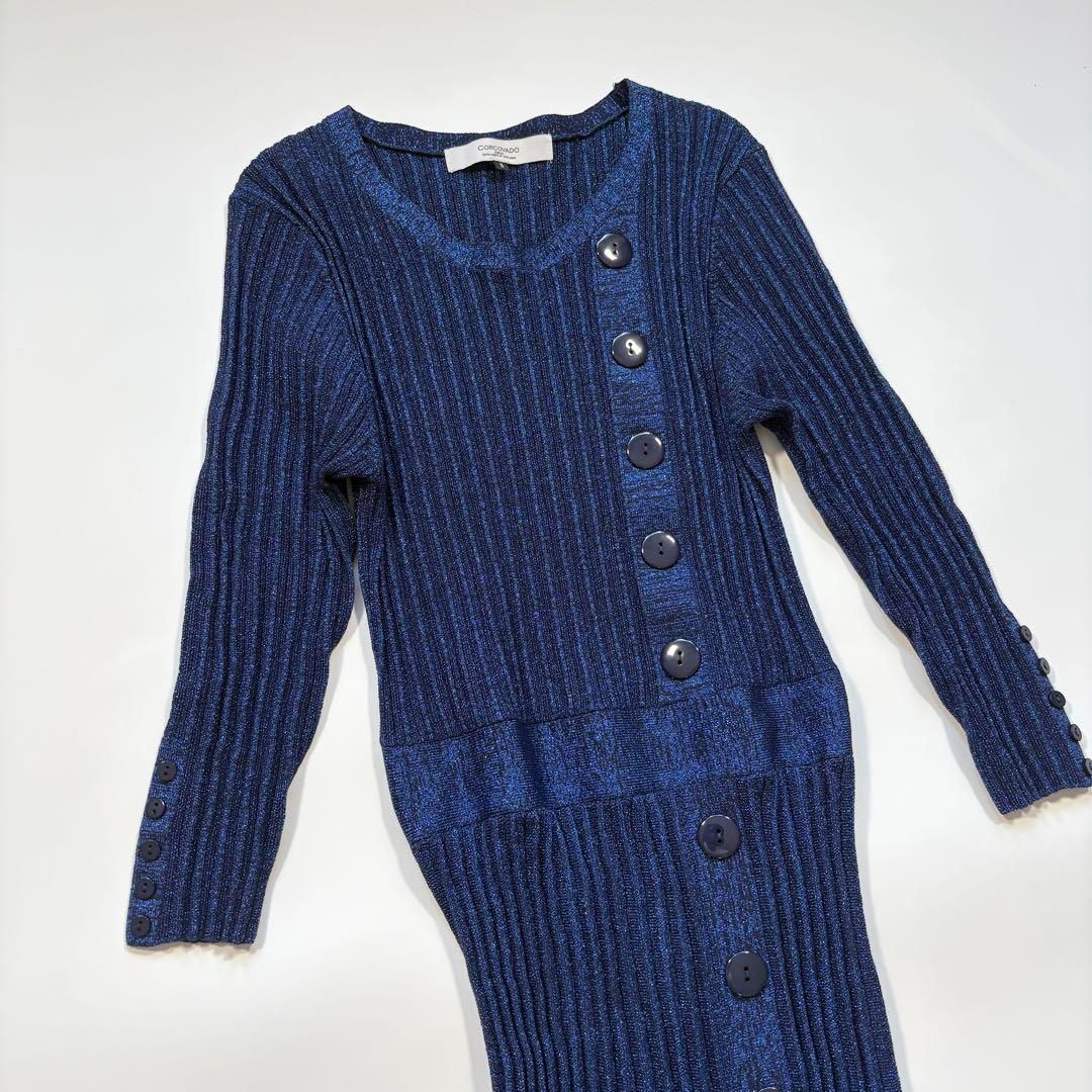 CORCOVADO コルコバード ラメ リブ ニット ドレス ロングワンピース
