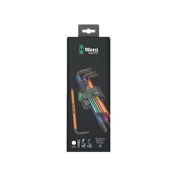WERA ヴェラ 9本組 Hex-Plus レインボー ボールポイント付 L型六角棒レンチ ホルダー付 073593 工具 ツール DIY 作業工具 道具