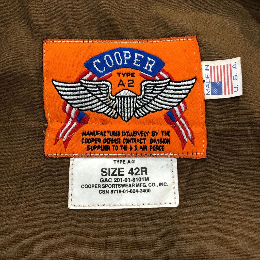 90年代 USA製 Cooper クーパー A-2 フライトジャケット レザー