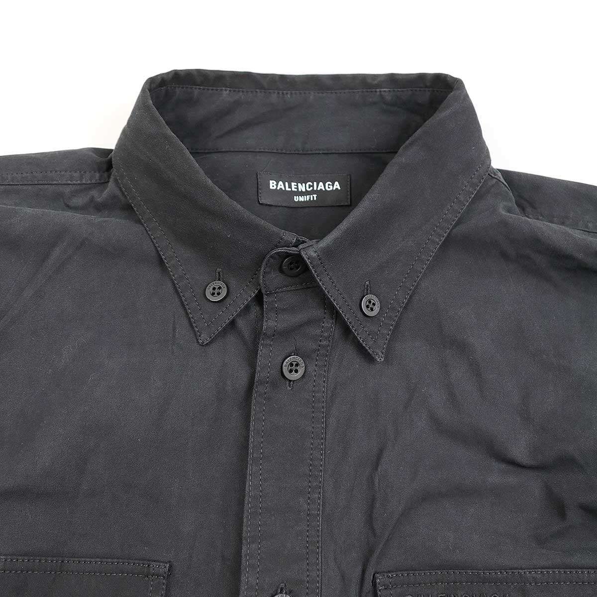 21SS バレンシアガ オーバーサイズサイドポケット長袖シャツ XS ネイビー 21SS バレンシアガ オーバーサイズサイドポケット長袖シャツ XS