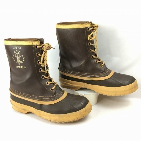 SOREL/ソレル/カフマン　size7　25.0程度　Vintage カナダ製　スノーブーツ　ライナー付き　ダークブラウン/茶/BROWN〉管No.WT25 SOREL/ソレル/カフマン size7 25.0程度 Vintage カナダ製 スノーブーツ