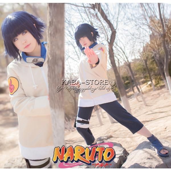 新品◇NARUTO -ナルト- 風 日向ヒナタ コスプレ衣装 ウィッグ