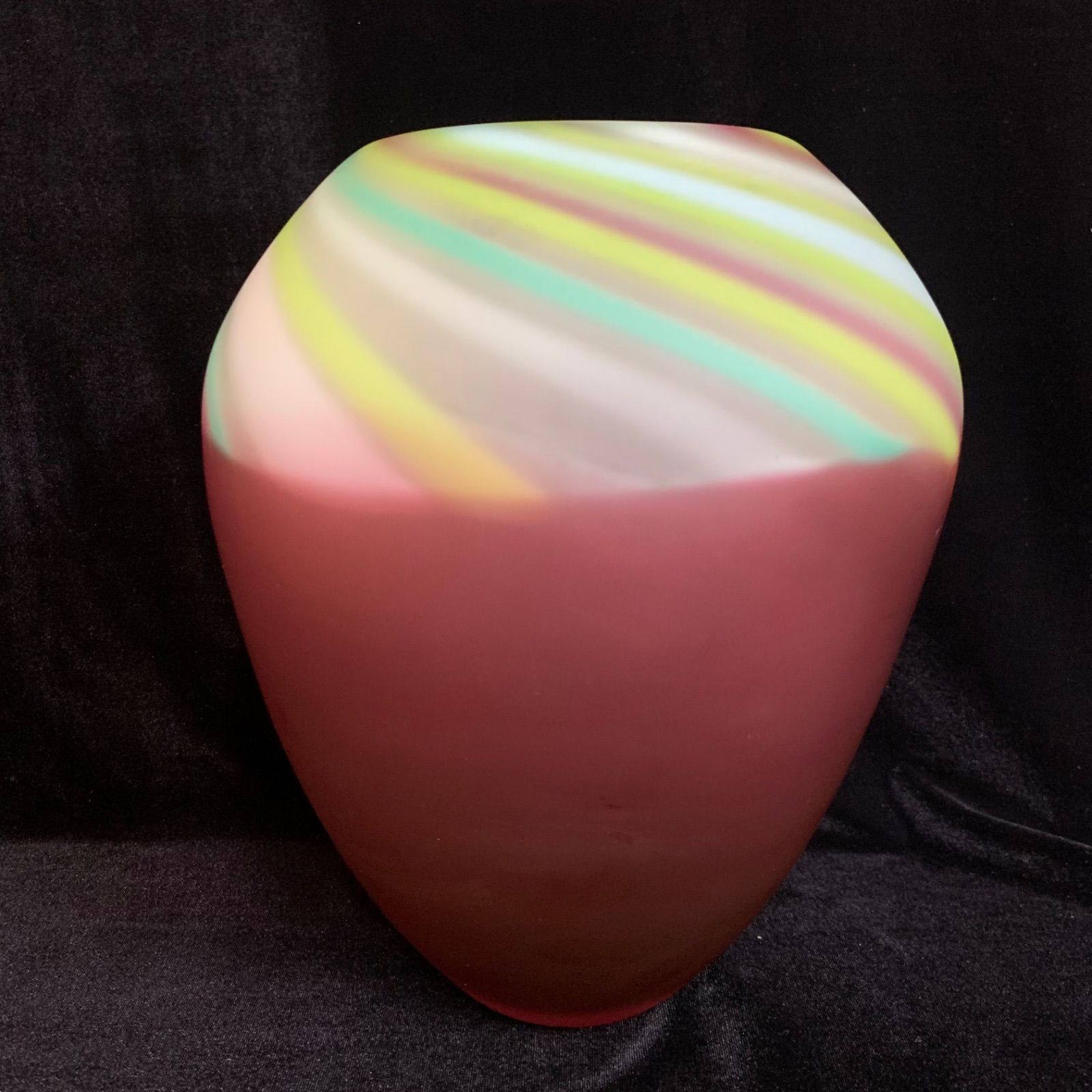 藤田潤 fujita jun 花瓶 輪 手吹 ガラス 箱無し 高島屋 美術部 サイン