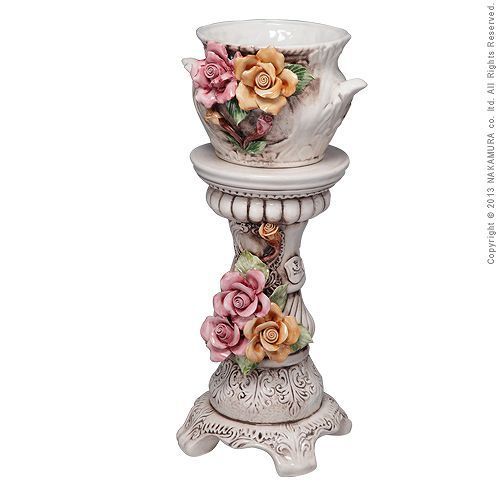 イタリア 家具 ヨーロピアン ヴェローナクラシック 陶製コラムポット 鉢植え 玄関 ヨーロッパ家具 クラシック 輸入家具 アンティーク風 イタリア製 おしゃれ 感 エレガント リモート テレワーク 在宅 STEELWINDOWSANDDOORS_COM