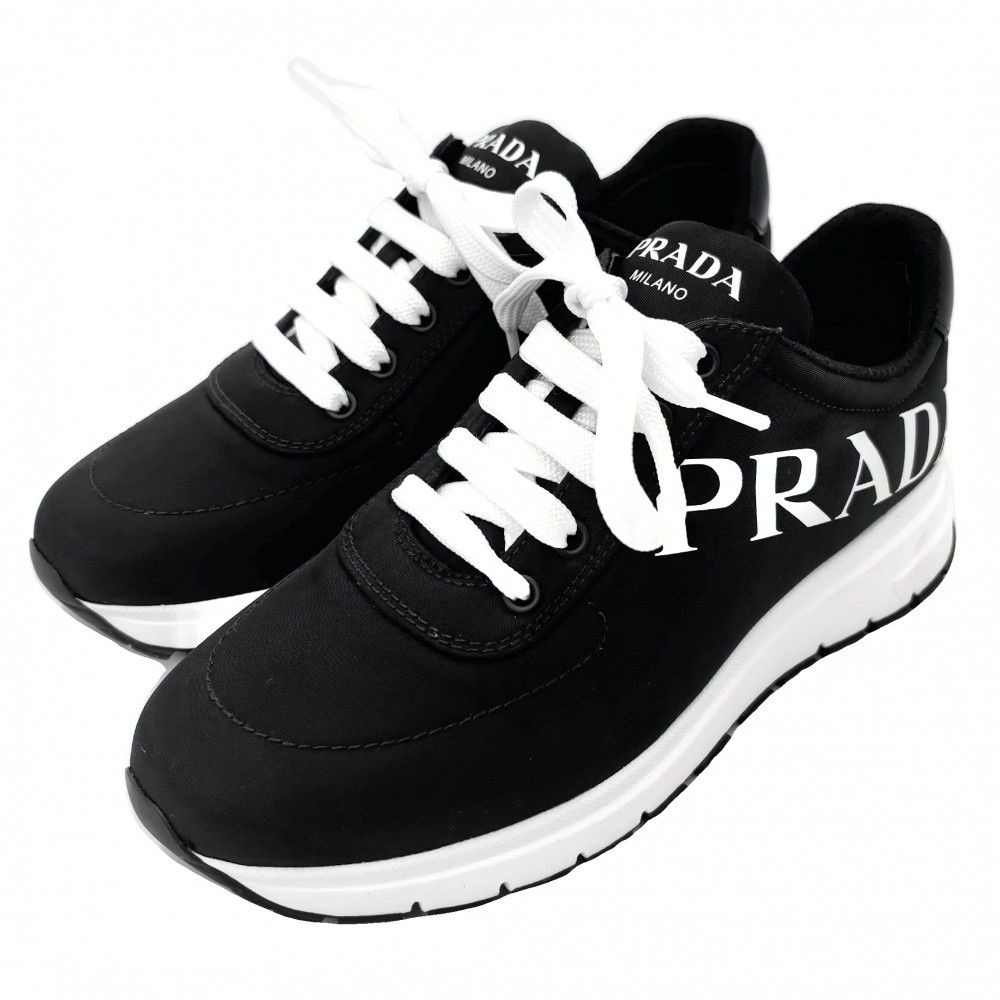 PRADA SPORT スニーカー レザー メタルロゴ ブラック 23.5 楽天市場】【中古】PRADA プラダプラダスポーツ スニーカー レザー 黒
