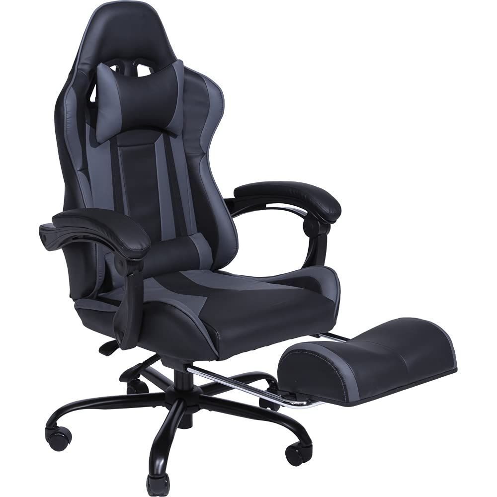 新着商品 GMC-71 グレー フットレスト オフィスチェア 71×71×112cm ゲーミングチェア アイリスプラザ