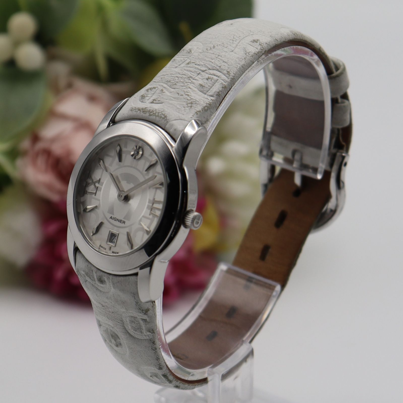 アイグナー AIGNER Milano A14200 クォーツ 石付き シルバー×白