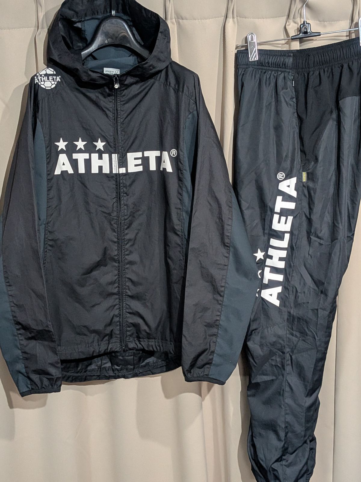 ATHLETA アスレタ ウィンドブレーカー 上下 セットアップ 黒 ML 【公式