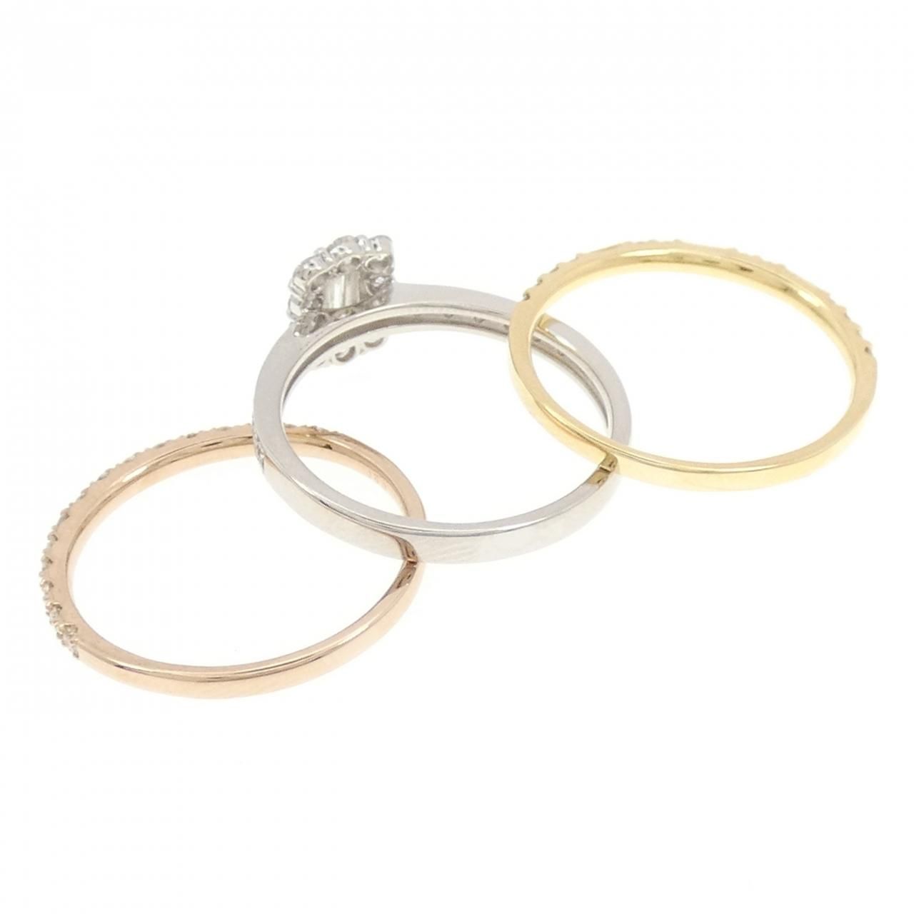 ダイヤモンドリング PT900/K18YG/K18PG プラチナ/イエローゴールド/ピンクゴールド トータル0．100カラット 指輪 ダイヤリング シンプル スリーカラー 4月誕生石 新品PT900⁄K18YG⁄K18PG ダイヤモンド リング 0.50CT 1円～ K18PG