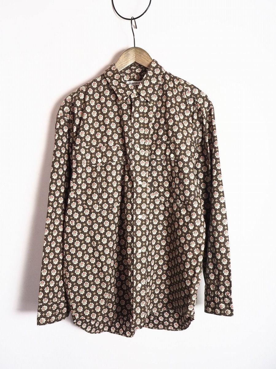 90s BONEVILLE C.P.COMPANY ボンネビル シーピーカンパニー 花柄 長袖 シャツ massimo ostiマッシモ オスティ 茶 1110O 2
