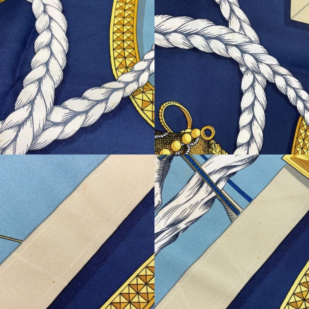 エルメス カレ 90 ブルー系 馬車 GRAND APPARAT 質屋 エルメス HERMES カレ90 GRAND APPARAT 盛装の馬 青 紺 赤 ブルー