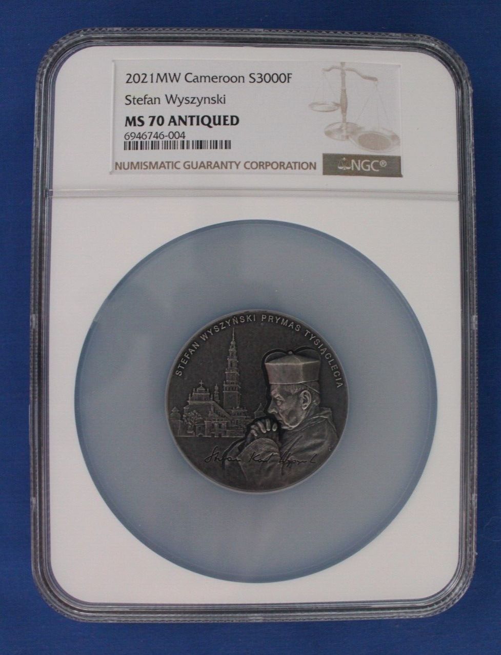 2021 Cameroon 100g Silver 3000F coin Stefan Wysnski NGC Graded MS70 COA