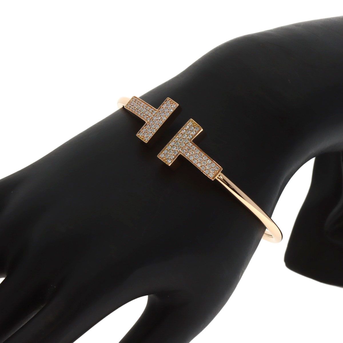 期間限定値下ティファニー Tワイヤー ブレスレットラージサイズ K18PG9 g TIFFANY&Co. ティファニー Tワイヤー ワイド ラージ ブレスレット