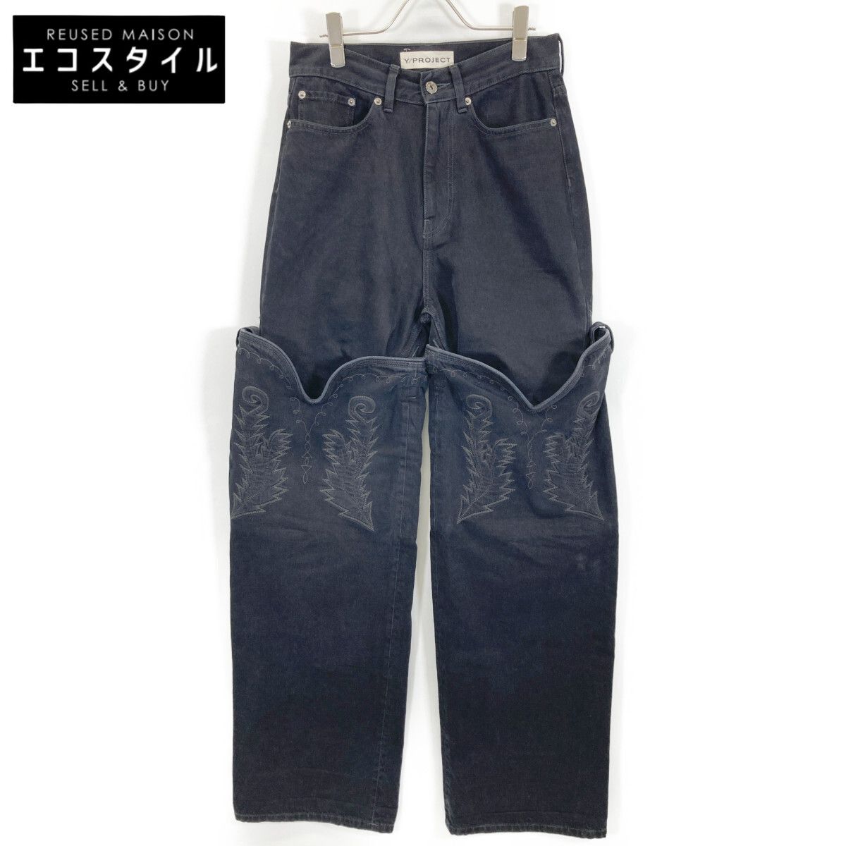 Y|project ワイプロジェクト 24SS ブラック マキシカウボーイジーンズ 28