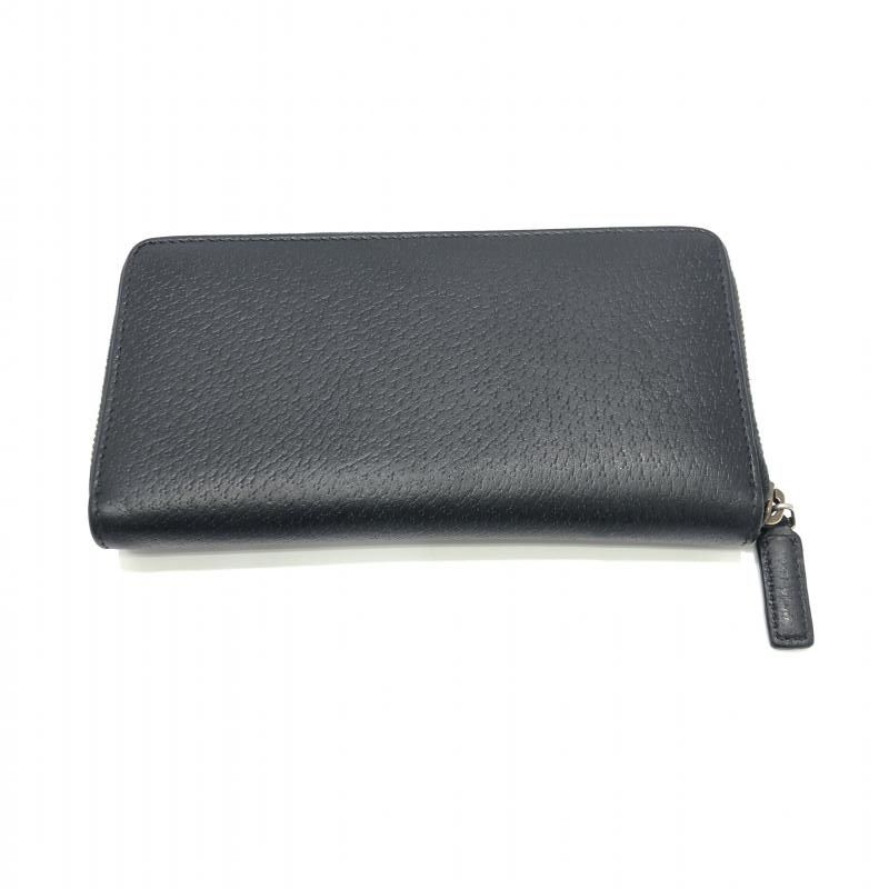 中古】GUCCI GGマーモント ラウンドジップウォレット レザー ブラック  