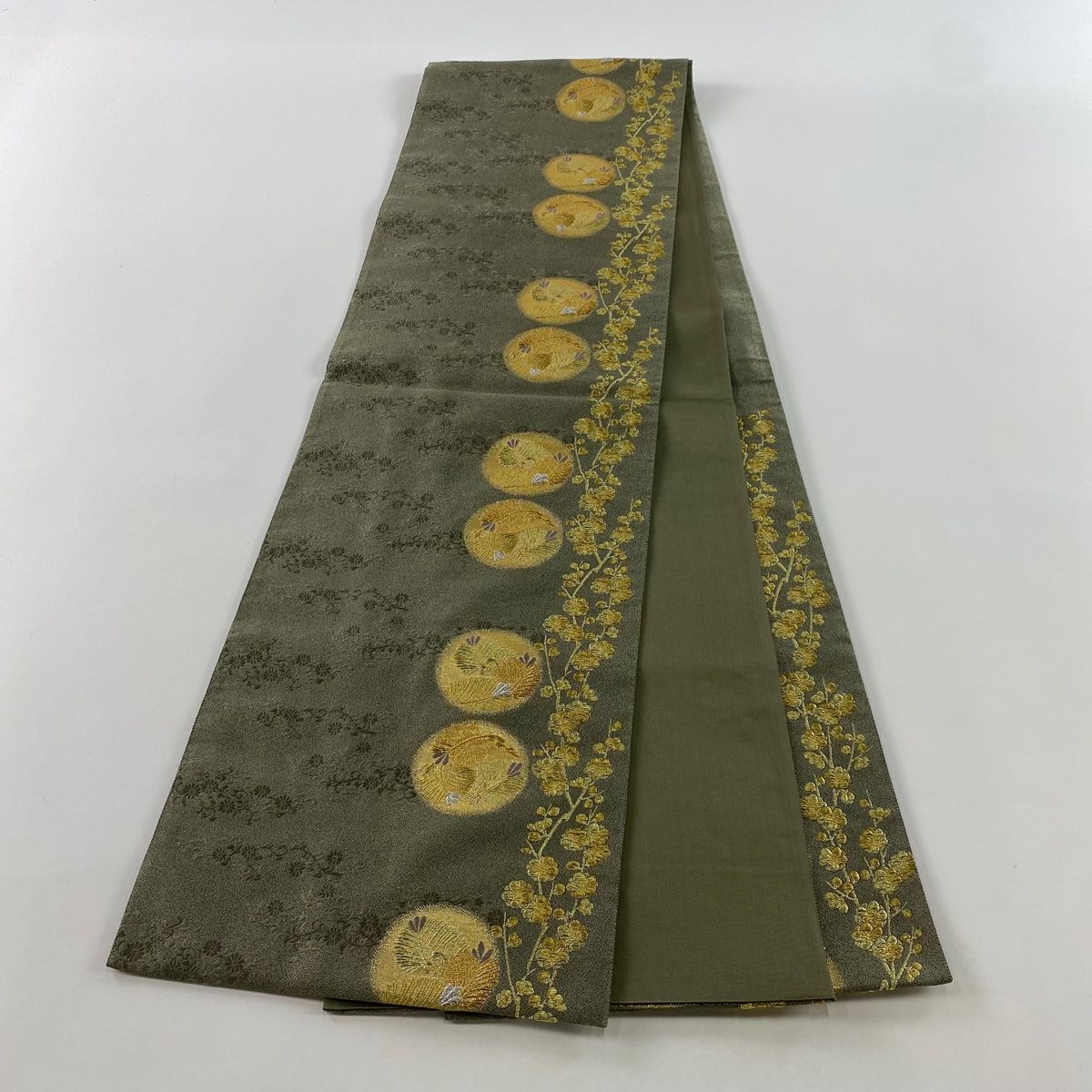 袋帯 美品 名品 墨流し 箔 金色 六通 正絹 【中古】(袋帯 美品 袋帯 美品 名品 墨流し 箔 金色 六通 正絹 【中古】(袋帯 美品