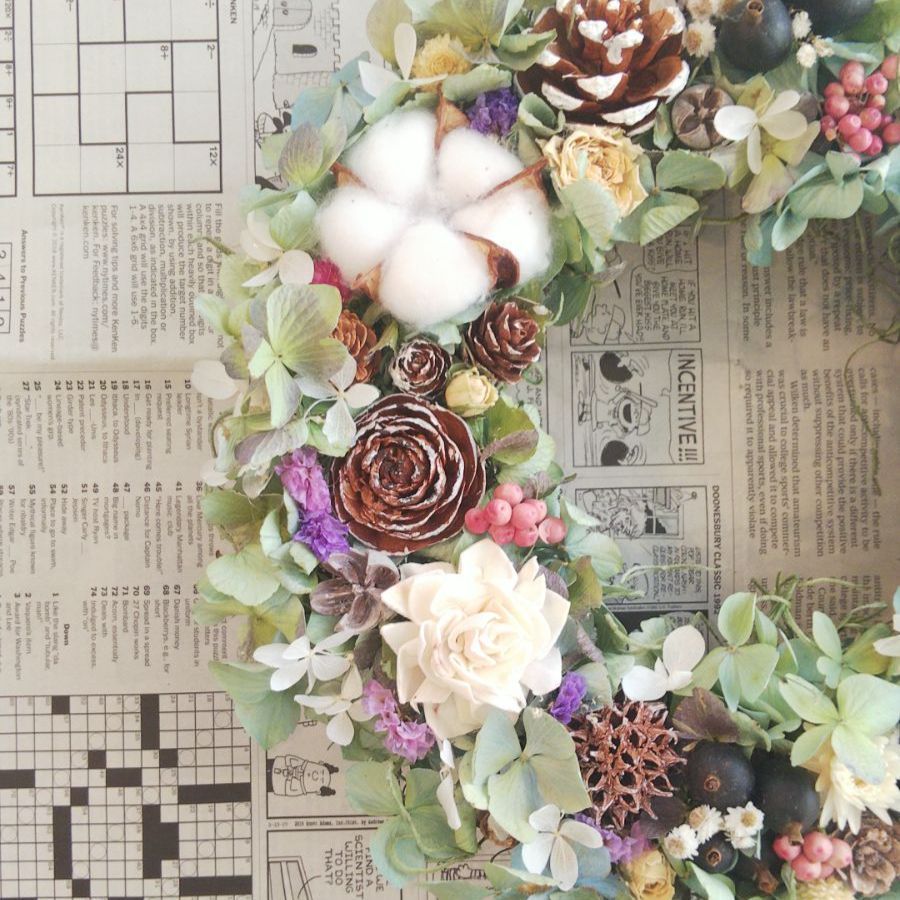 ハーフリース 秋色アジサイ M 10/16 夏から秋へ〜秋色紫陽花のナチュラル