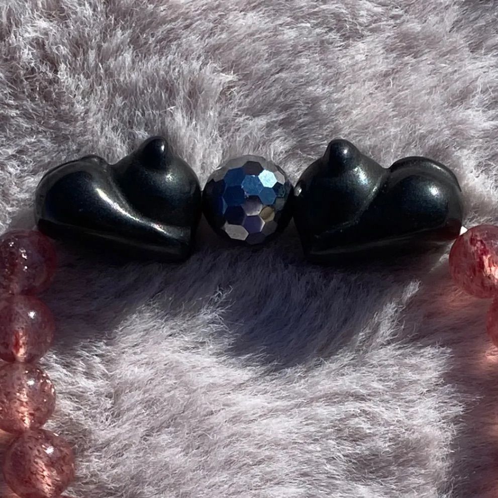 未開封　サイン入り 145006 テラヘルツで遊ぶオブシディアン伏せ猫のストロベリークォーツ