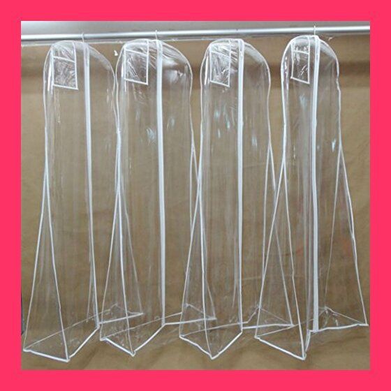 【スタッフおすすめ！】Micopuella マチ付き ドレスカバー ロング 透明 3枚セット 洋服カバー ウェディング 社交ダンス 衣装カバー (160*)