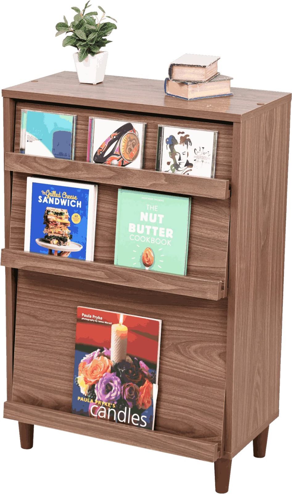 キャビネット フラップ扉 北欧 サイドボード おしゃれ 小さめ リビングボード ロータイプ 脚付き ディスプレイラック スリムラック モダン 2段 幅60 JKプラン 雑誌 収納 FSI-0002-BR