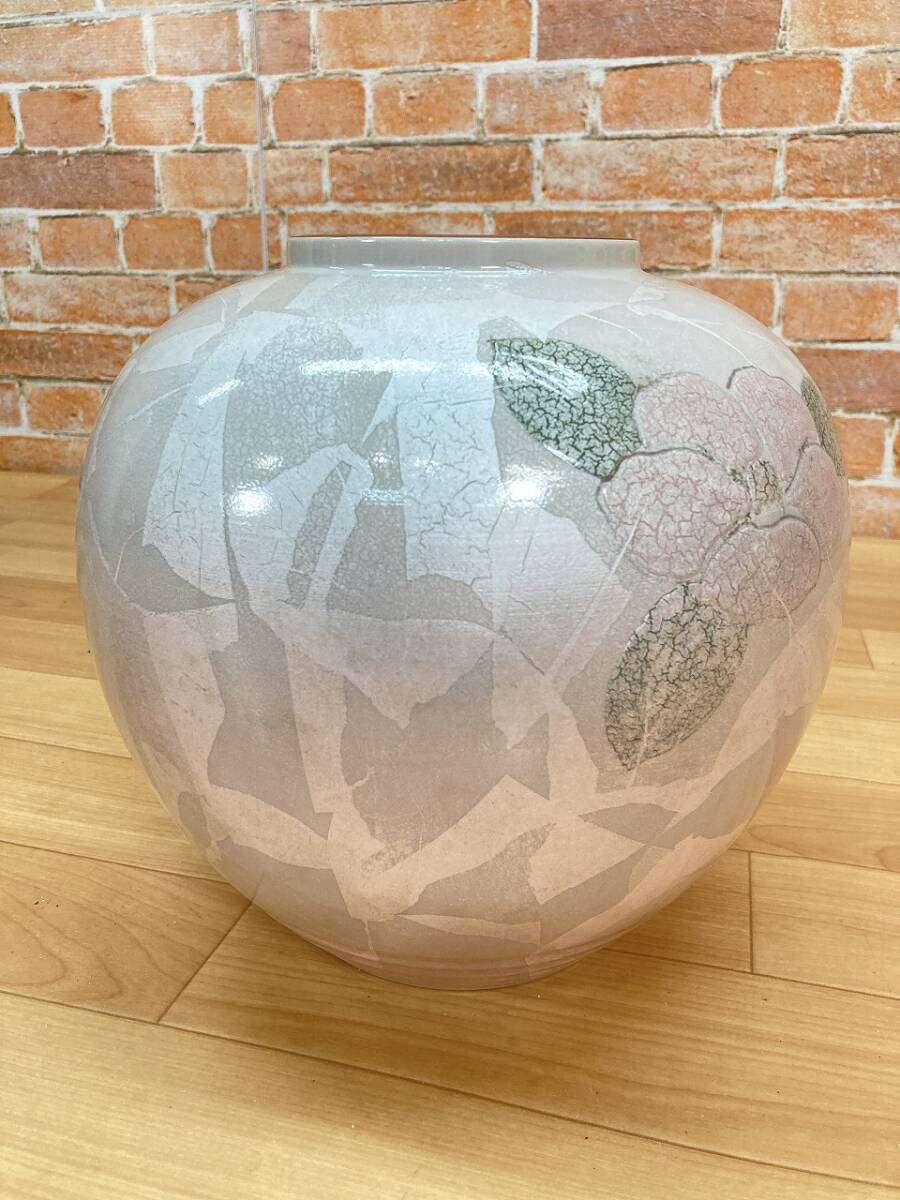 中古品】 九谷焼 「銀彩花」 九谷正峰 8号花瓶 九谷博峰窯 壷 壺