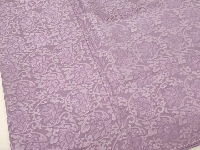 平和屋着物○銀座世きね お召 花唐草地紋 竜胆色 正絹 逸品 未使用