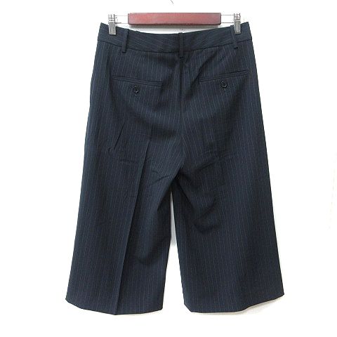 Theory セオリー　新品　ハーフ　パンツ　ピンストライプ　　ネイビー　M セオリー Theory ガウチョパンツ ストライプ 2 M 紺 ネイビー
