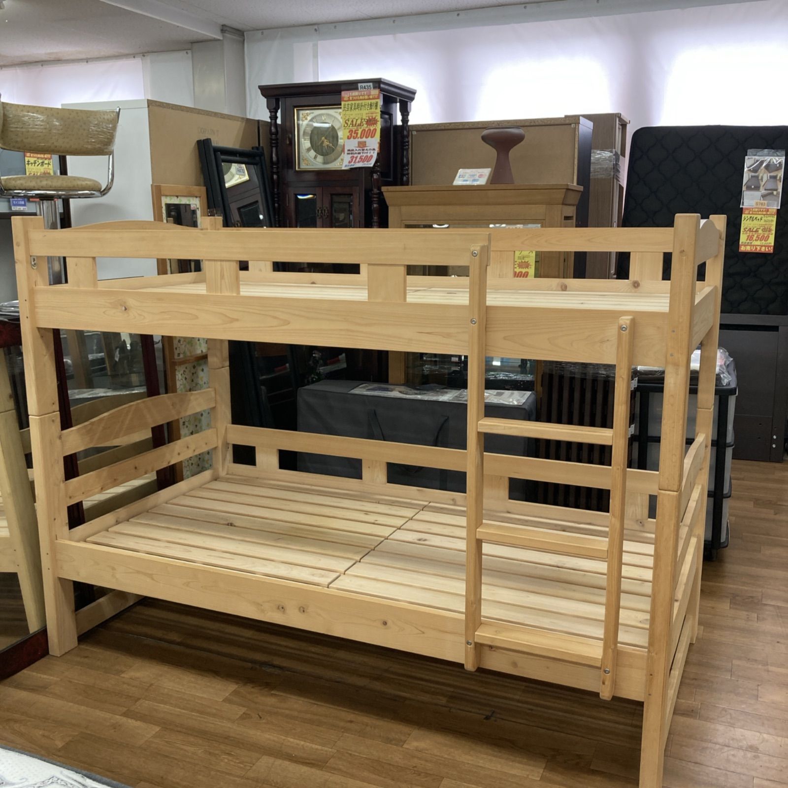 名古屋市近郊送料設置 S134 子供用2段ベッド 木製 コンパクトモデル 幅99cm