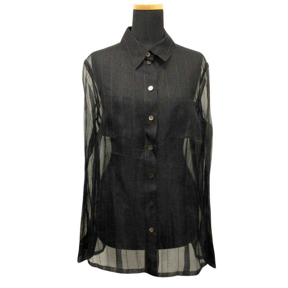 GIVENCHY ジバンシィ シアー シャツ ブラウス カットソー シースルー 旧タグ ビンテージ ヴィンテージ 黒 ブラック レディース 古着