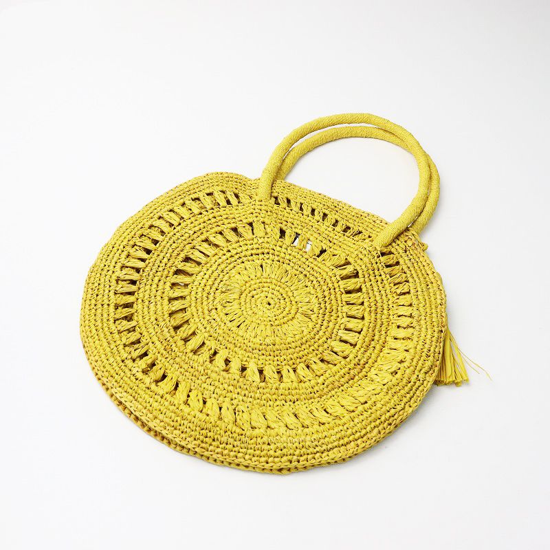 【美品】MAISON N.H PARIS　カゴトート　ラフィア　シトロンイエロー 美品 フランス メゾンエヌアッシュパリ MAISON N.H PARIS