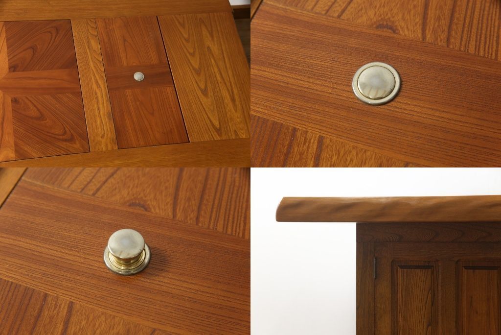 【未使用美品】　総欅(ケヤキ)材　重厚な囲炉裏テーブル 無垢材【欅】囲炉裏 座卓 テーブル 1000×1000 各パーツ取外し可能で