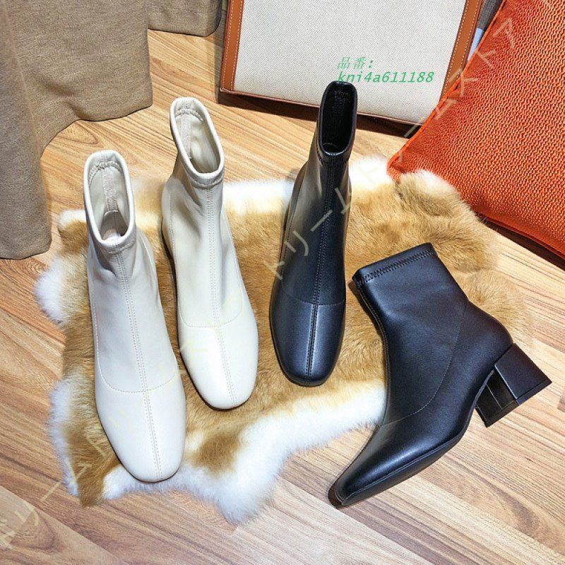 ショートブーツ レディース ラウンドトゥ レディース靴 太ヒール 袴ブーツ チャンキーヒール 幅広 痛くない 美脚 5CMヒール ミドルヒール 歩きやすい ブーティ kni4a611188 KIN-KAAI_COM