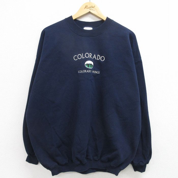 【00sメキシコ製】9.11 星条旗　肉厚プリントスウェットシャツ古着ネイビー 1点物◇9.11星条旗バックプリント黒スウェットパーカー古着メンズXL