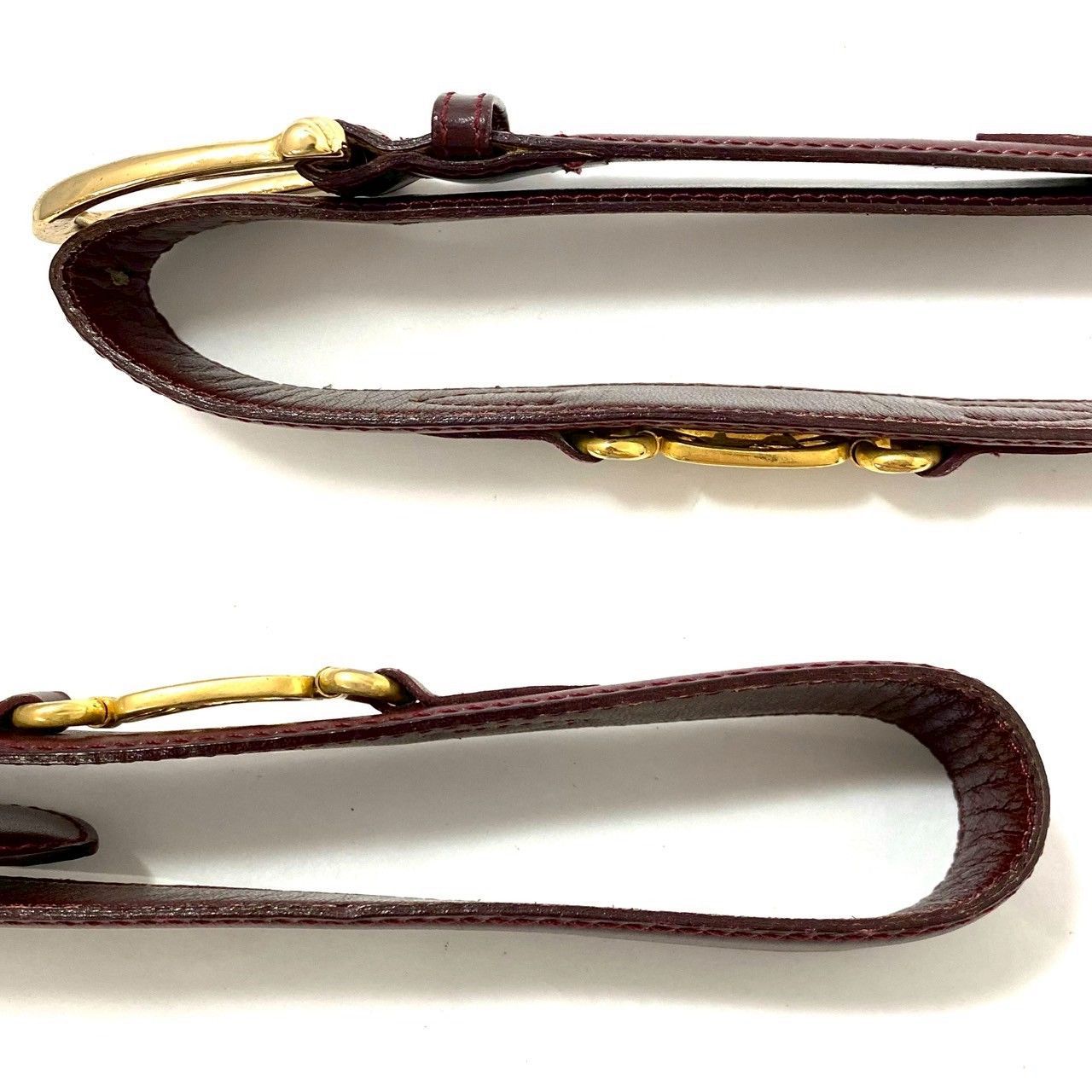 CH【CELINE】馬車 ベルト 60 レザー ボルドー ゴールド/金金具