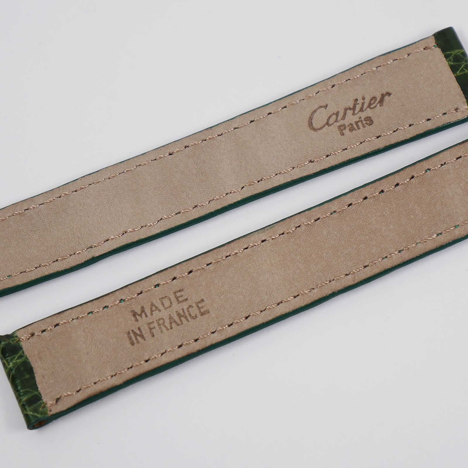 カルティエ グリーンカラー アリゲーターパターン ワニ革 レザーストラップ