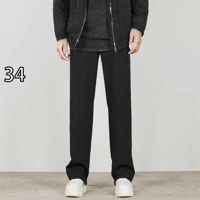[34]メンズ ファッション 服 男性用 オシャレ シンプル 大人 かっこいい 大きいサイズ ストリート 紳士服 アイロン不要 ビジネス パンツ ミッド ウエスト スリム ストレート カジュアル ハイ