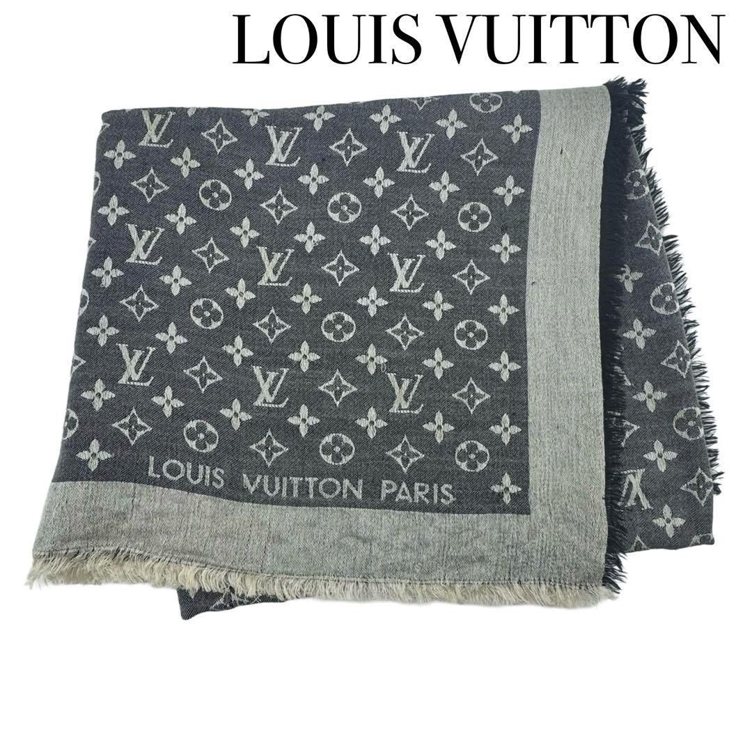 ルイヴィトン モノグラム シャイン シルク ウール 大判ストール グレー LOUIS VUITTON ルイヴィトン シルク ウール 大判 モノグラム