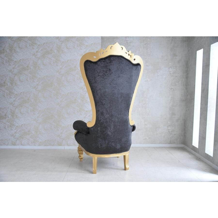 女王様の椅子 クイーン チェア ブラック ゴールド アンティーク