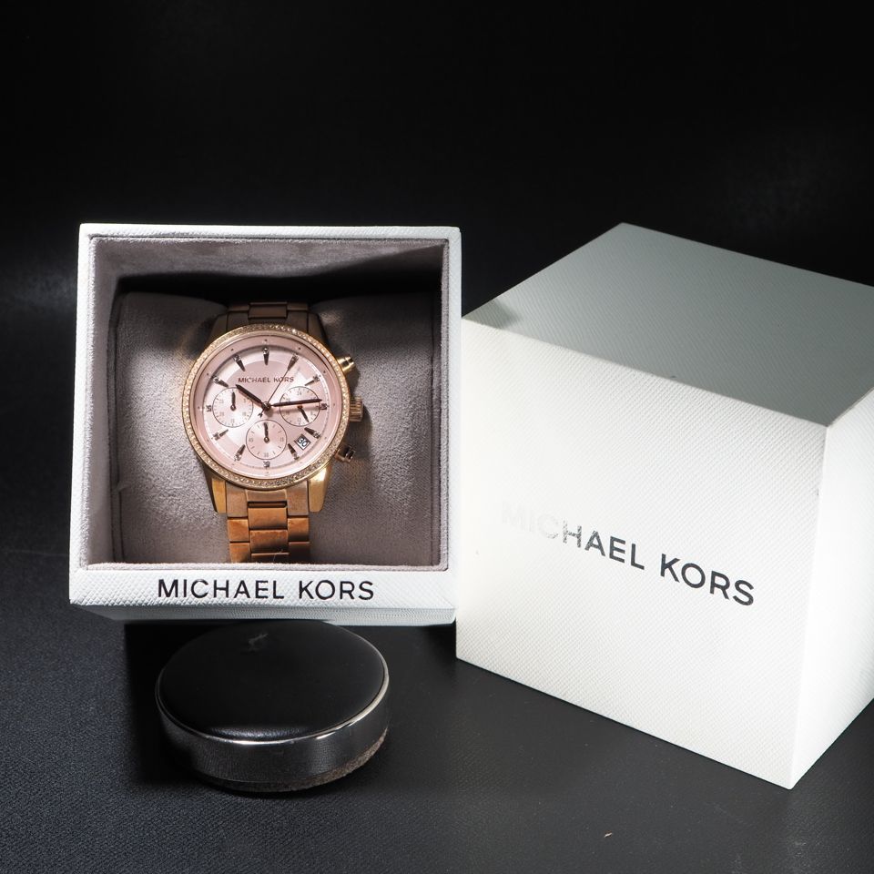 MICHAEL KORS】 マイケルコース GP QZ 電池交換済み MK-6357 クロノ