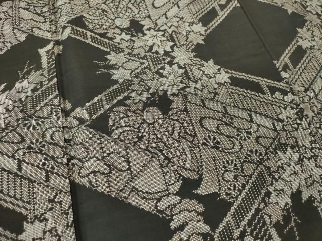 平和屋着物●本場大島紬　9マルキ　几帳人物風景　正絹　逸品　DAAQ3366ps 平和屋着物○本場大島紬 9マルキ 几帳人物風景 正絹 逸品 DAAQ3366ps