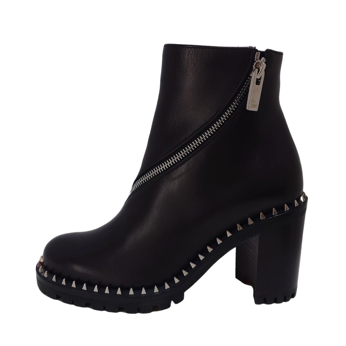 CHRISTIAN LOUBOUTIN クリスチャンルブタン ショートブーツ 35 レディース - 黒 スタッズ レザー