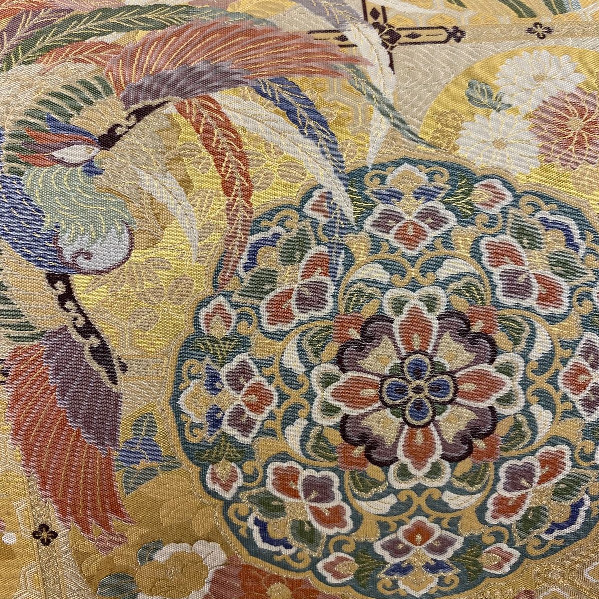 H-648 袋帯 正絹 お太鼓柄 金糸 箔 華模様 花丸模様 扇柄 金 袋帯 美品 秀品 花 金糸 箔 赤 お太鼓柄 正絹 【中古】 - メルカリ