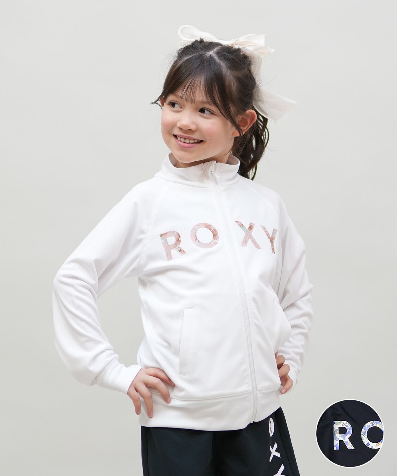 【ムラスポ公式】新品 ROXY ロキシー 水着 ラッシュガード ジップアップ キッズ 子供 MINI ARTSY FLORAL LOGO STAND TLY251106