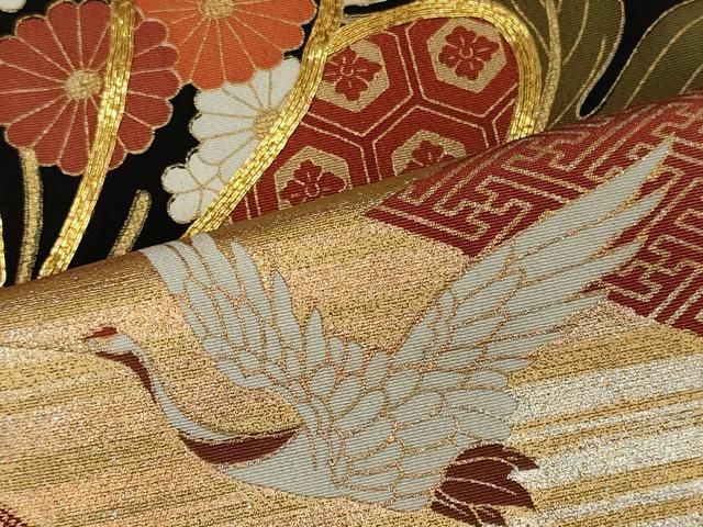 平和屋着物○創業460年・千總 黒留袖 駒刺繍 雪輪飛鶴