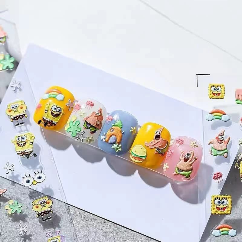 商品説明必読!!スポンジボブ☆ネイルパーツ５個セット 色: スポンジボブ】4個3Dスポンジボブネイルアートアクセサリー+