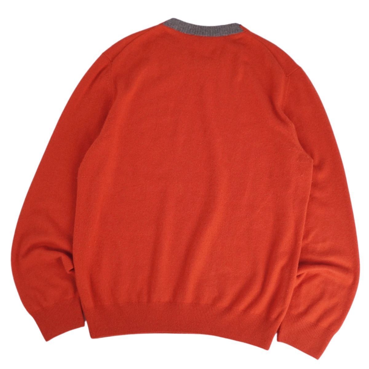 HERMES エルメス ニット Hロゴ 長袖 Vネック 42 サーモンピンク エルメス トップス 42（HERMES エルメス ニット Hロゴ 長袖 V
