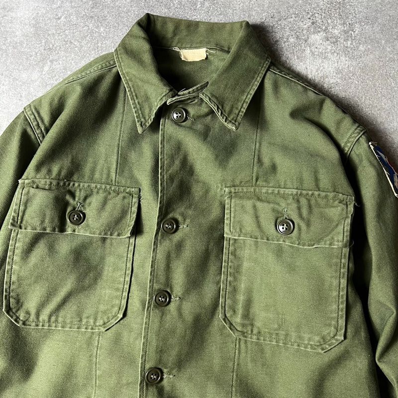 60s 米軍 初期型 OG107 コットン ユーティリティ シャツ 1st 後期 50's U.S.ARMY OG107 コットンサテンユーティリティーシャツ 1st 初期
